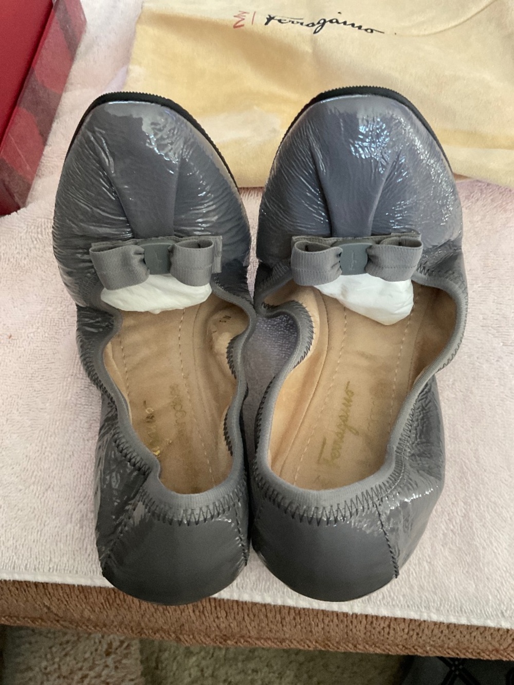 Ferragamo Grey Ballet Slipper